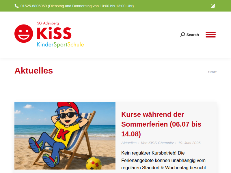 Kurse während der Sommerferien (06.07 bis 14.08) - KiSS Kindersportschule Chemnitz