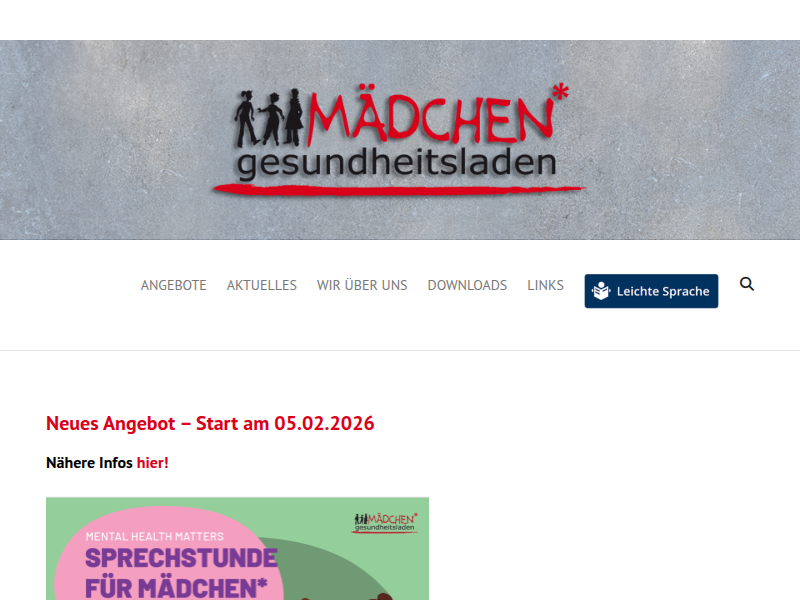 Angebote für Mädchen* und junge Frauen* - Mädchen*gesundheitsladen