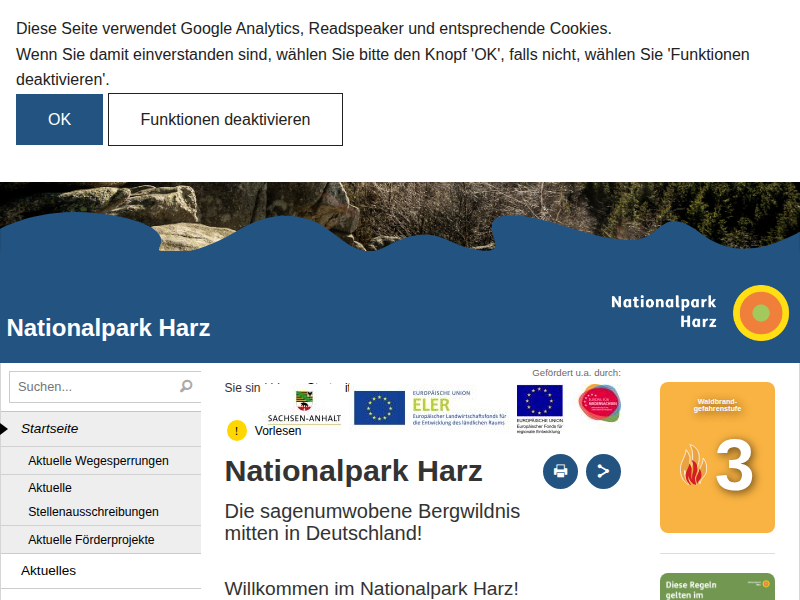 Die Gebietsgliederung des Nationalparks Harz | Der Nationalpark | Nationalpark Harz