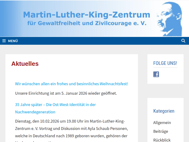 Januar 2024: Martin Luther King Day - Martin-Luther-King-Zentrum Werdau