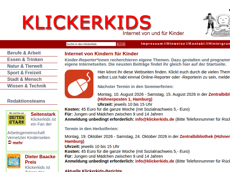 Klickerkids - Internetzeitung von Kindern für Kinder