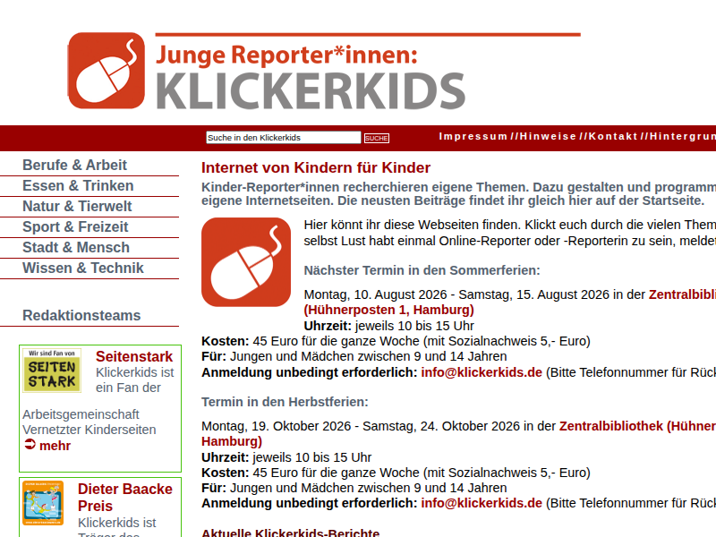Klickerkids - Internetzeitung von Kindern für Kinder