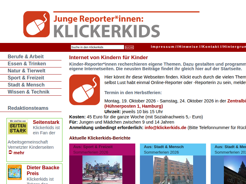 Klickerkids - Internetzeitung von Kindern für Kinder