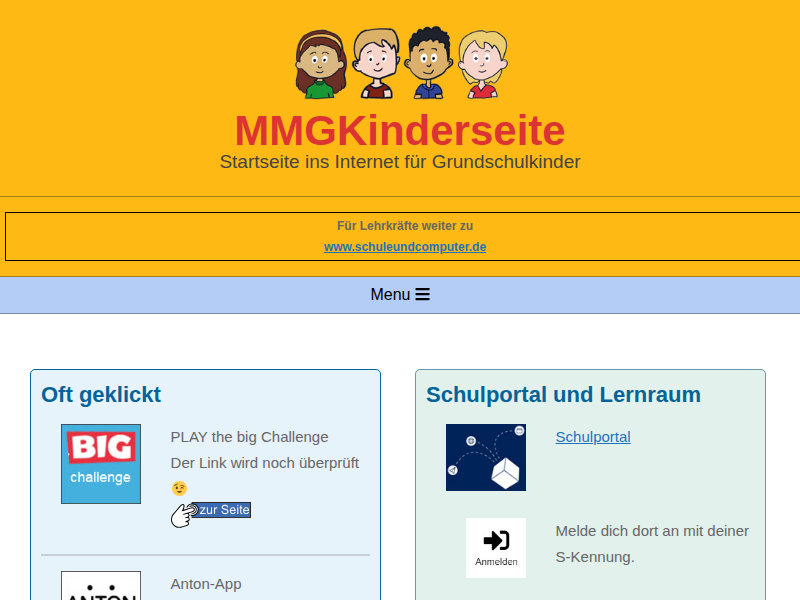 MMGKinderseite – Startseite ins Internet für Grundschulkinder
