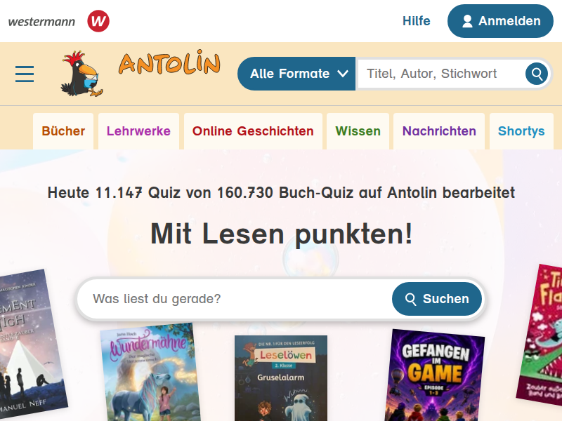 Antolin - Leseförderung von Klasse 1 bis 10