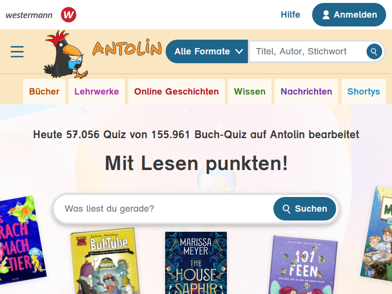 Antolin - Leseförderung von Klasse 1 bis 10