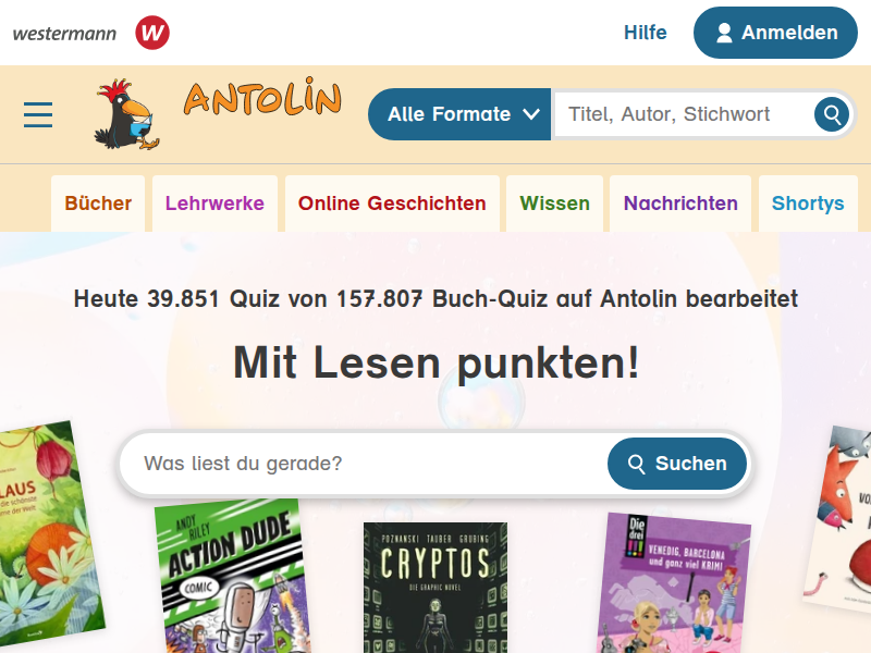 Antolin - Leseförderung von Klasse 1 bis 10