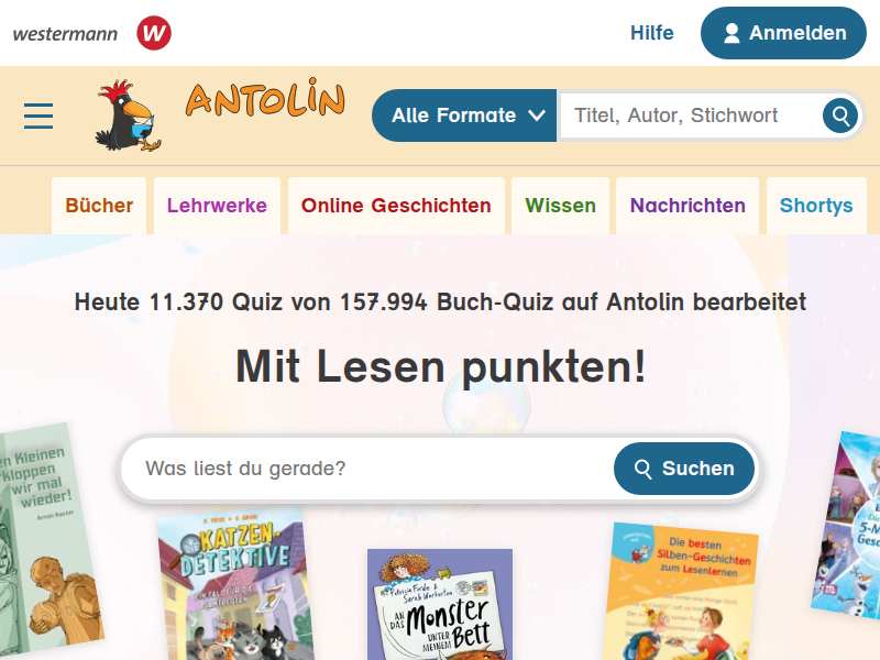 Antolin - Leseförderung von Klasse 1 bis 10