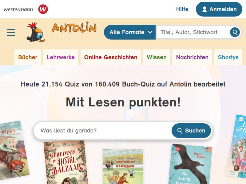 Antolin - Leseförderung von Klasse 1 bis 10