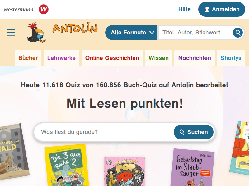 Antolin - Leseförderung von Klasse 1 bis 10