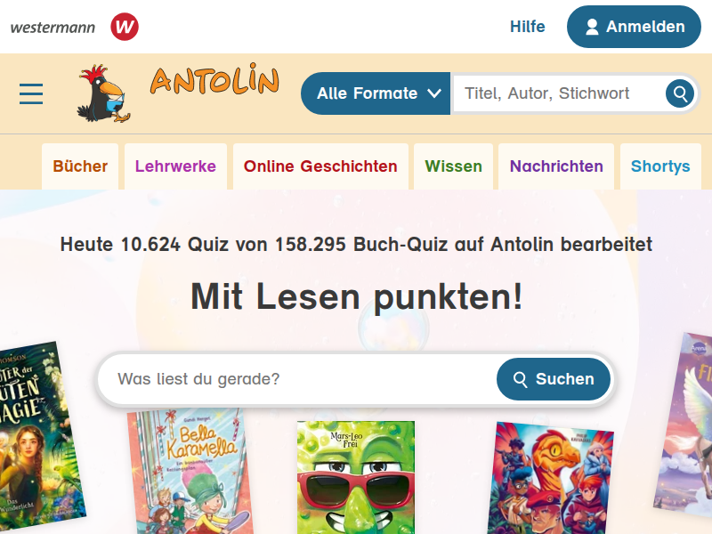 Antolin - Leseförderung von Klasse 1 bis 10