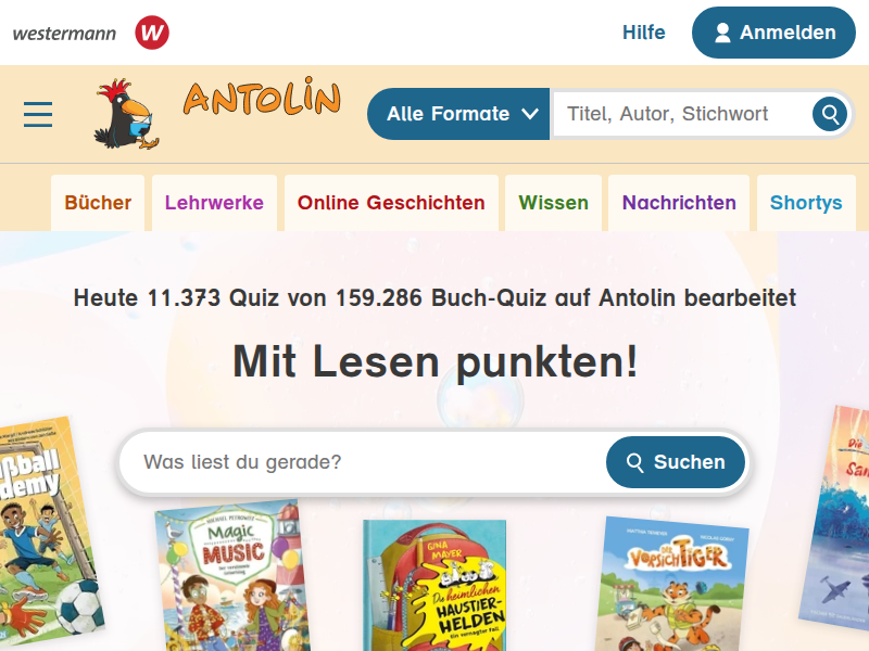 Antolin - Leseförderung von Klasse 1 bis 10