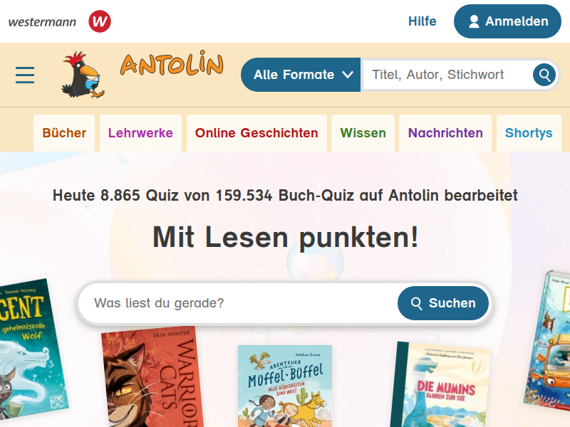 Antolin - Leseförderung von Klasse 1 bis 10