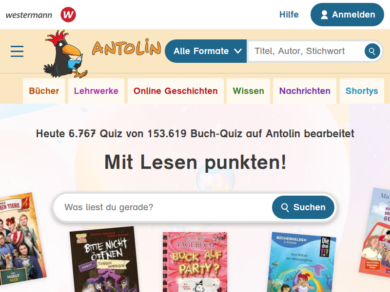 Antolin - Leseförderung von Klasse 1 bis 10