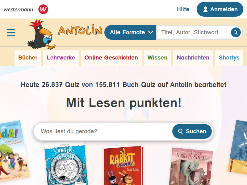 Antolin - Leseförderung von Klasse 1 bis 10