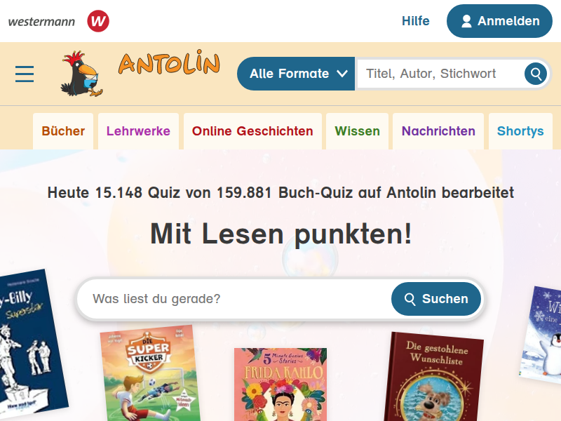 Antolin - Leseförderung von Klasse 1 bis 10
