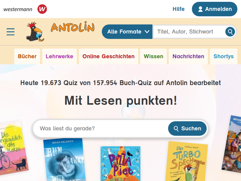 Antolin - Leseförderung von Klasse 1 bis 10