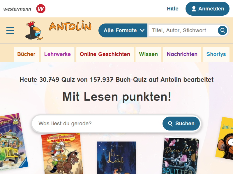 Antolin - Leseförderung von Klasse 1 bis 10