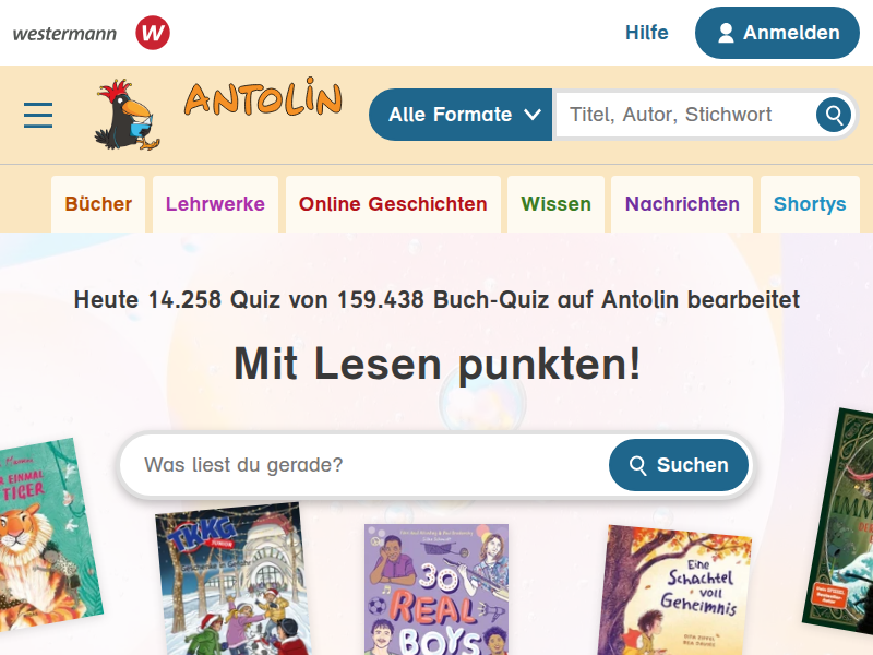 Antolin - Leseförderung von Klasse 1 bis 10