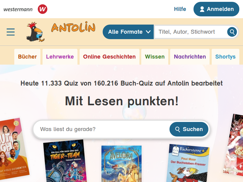 Antolin - Leseförderung von Klasse 1 bis 10
