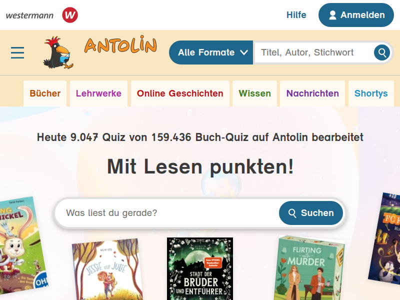 Antolin - Leseförderung von Klasse 1 bis 10
