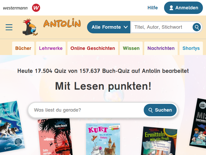 Antolin - Leseförderung von Klasse 1 bis 10