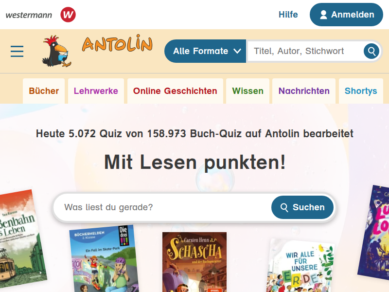 Antolin - Leseförderung von Klasse 1 bis 10