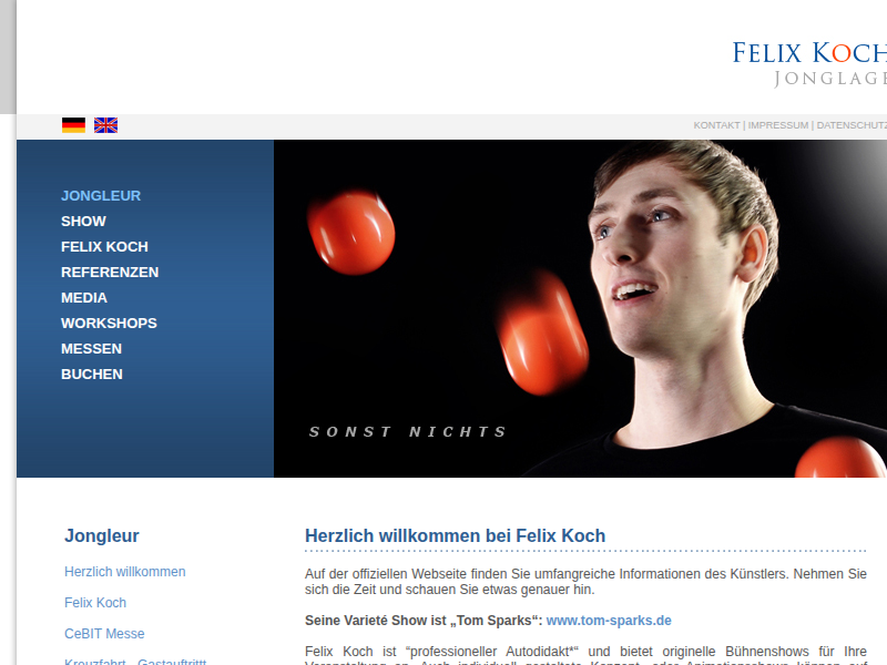 JONGLEUR Felix Koch – ausgezeichnete Jonglage Shows