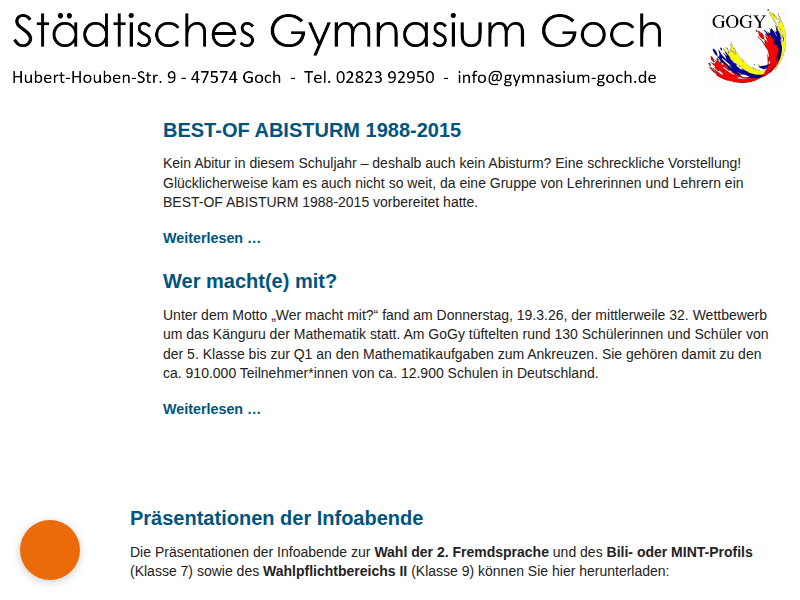 Gymnasium Goch – So nah und doch so fern …
