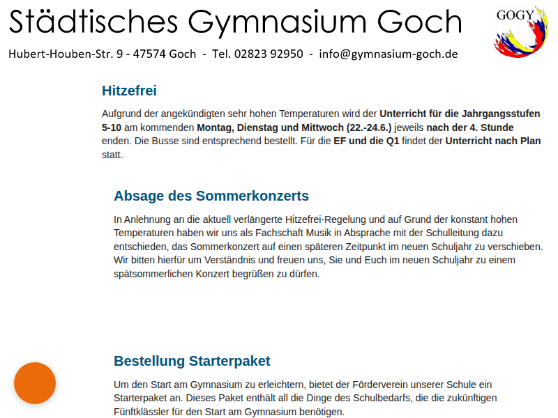 Gymnasium Goch – Crash-Kurs Jgst. 10 im Kastell