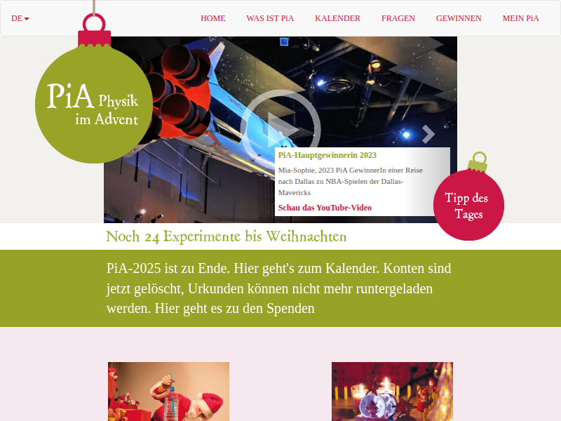 Physik im Advent – Gewinnen