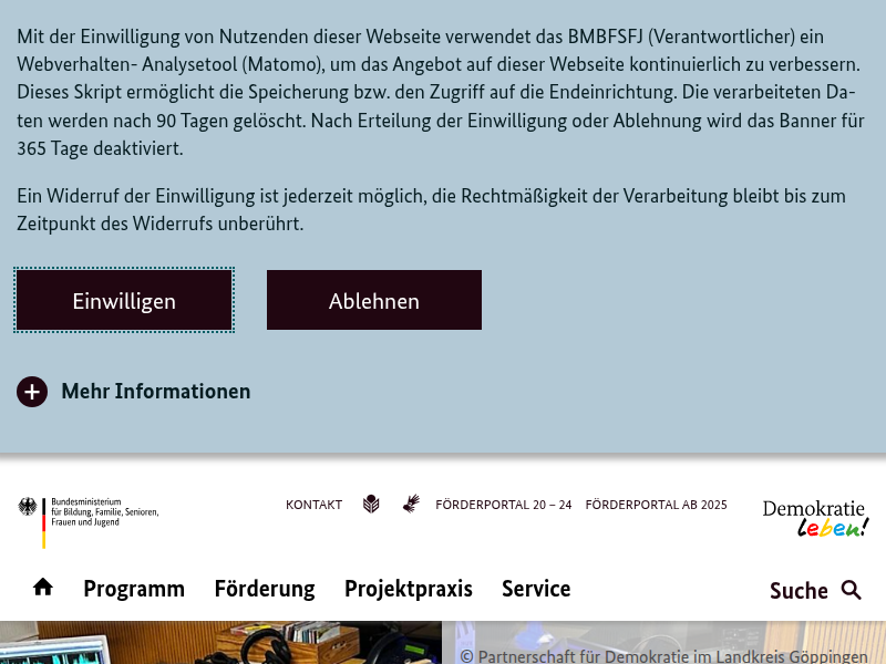 Entwicklung einer bundeszentralen Infrastruktur - Bundesprogramm "Demokratie leben!"