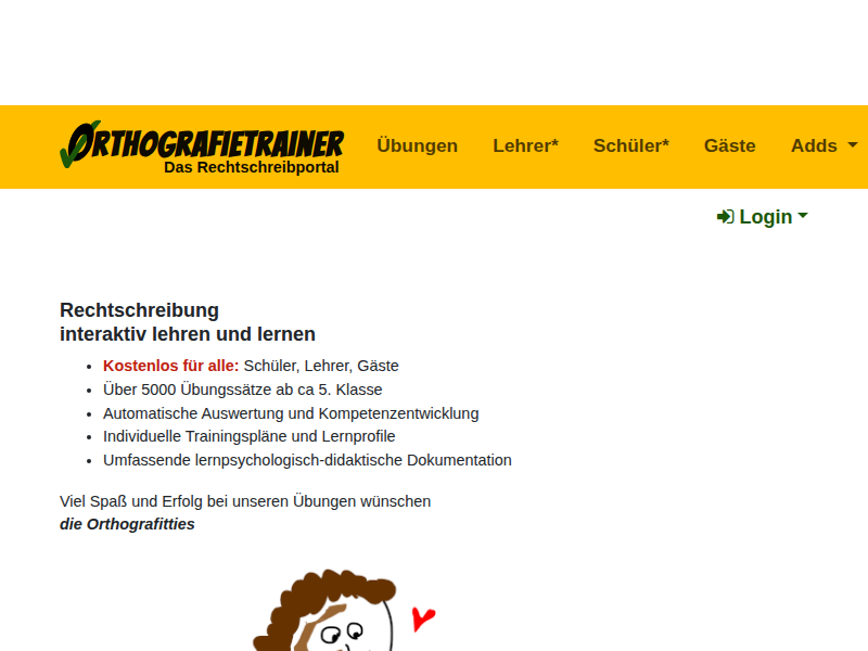 - Orthografietrainer.net: Lehrerbereich