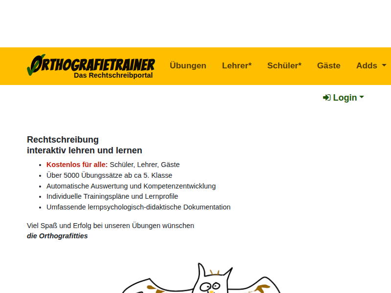 - Orthografietrainer.net: Lehrerbereich