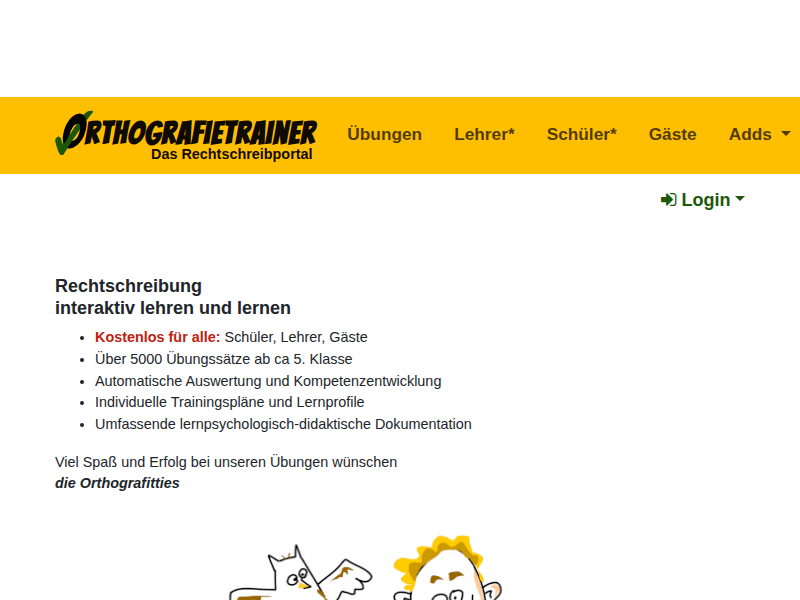 - Orthografietrainer.net: Schülerbereich