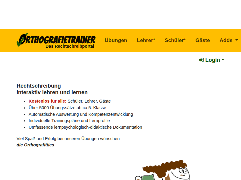 - Orthografietrainer.net: Lehrerbereich