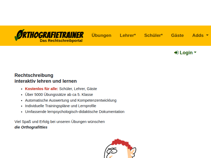 - Orthografietrainer.net: Schülerbereich