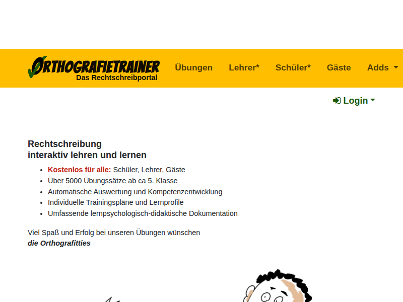 - Orthografietrainer.net: Lehrerbereich