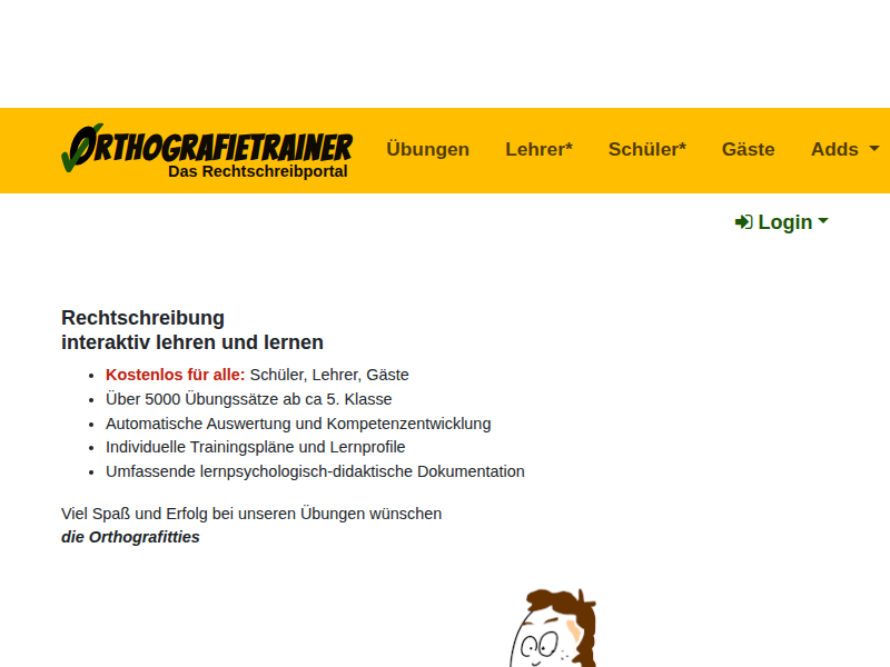 - Orthografietrainer.net: Gästebereich