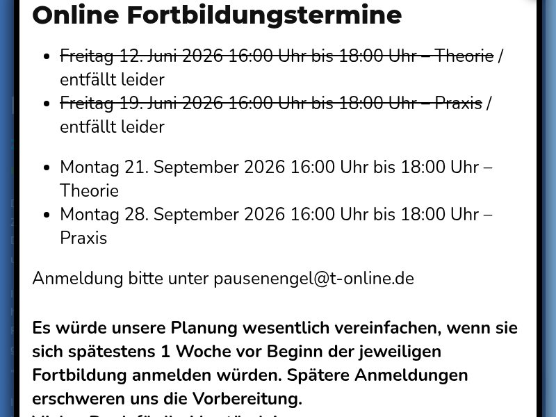 Fortbildung - Pausenengel