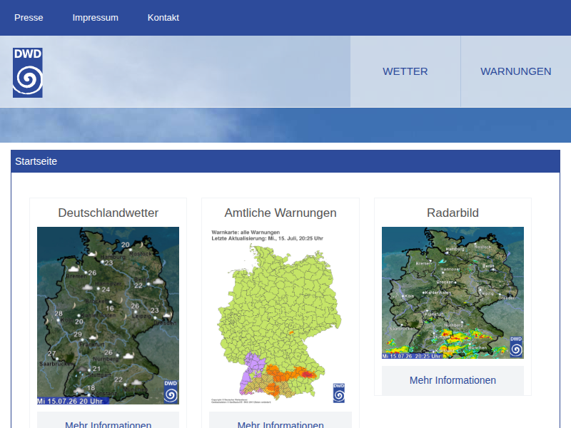 Deutscher Wetterdienst - Wind- und Seegangsvorhersagekarte