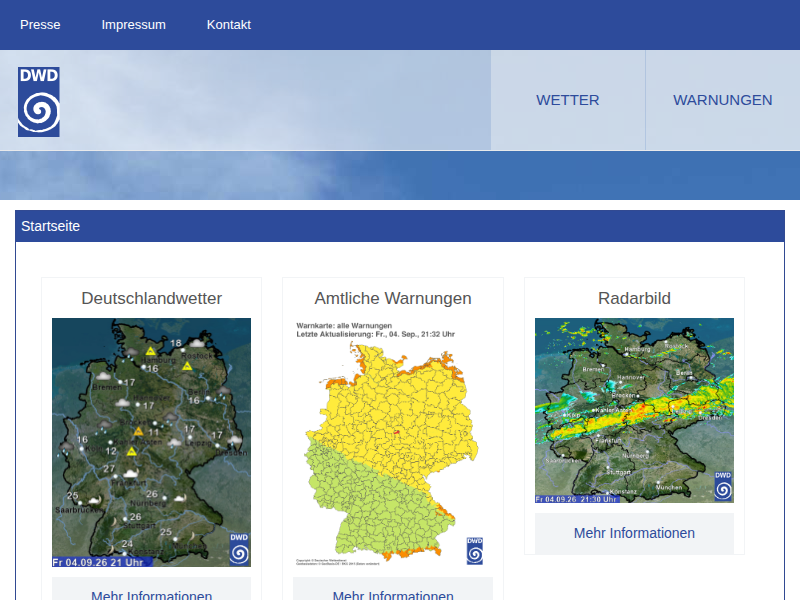 Deutscher Wetterdienst - Wind- und Seegangsvorhersagekarte