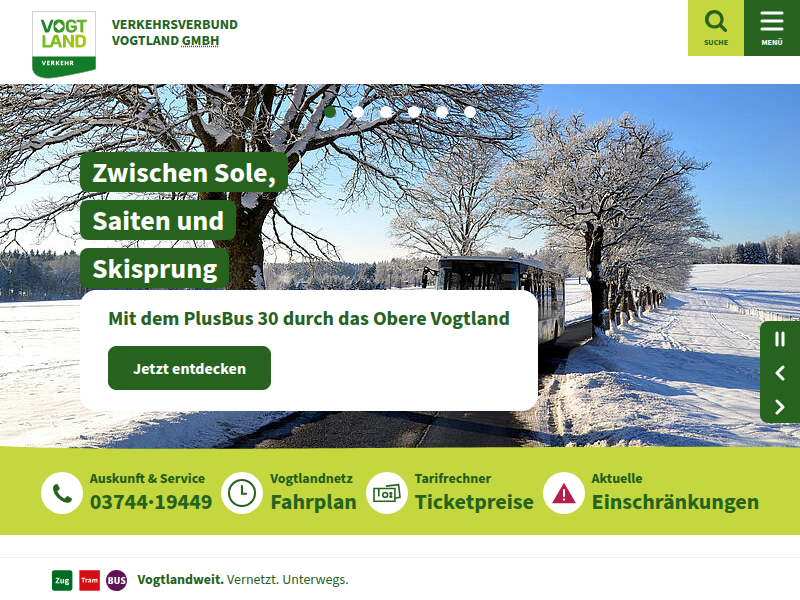 Verkehrsverbund Vogtland - Fahrplanauskunft für Bus, Bahn und Straßenbahn - Current Information (Text version)