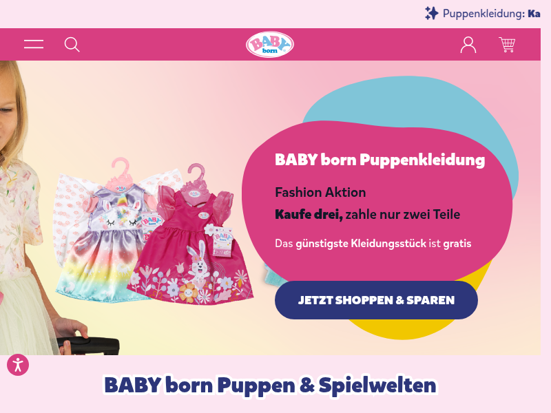 BABY born Stubenwagen – Puppenbett mit Himmel, Mobile & Rollen