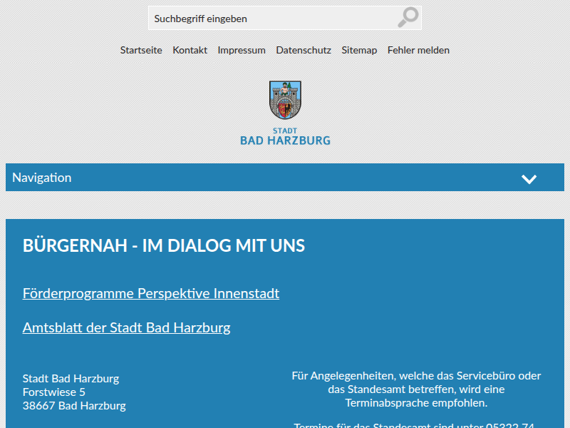 Abteilung für Hochbau, Stadtplanung und Umweltschutz / Stadt Bad Harzburg