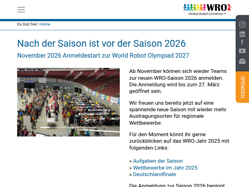 World Robot Olympiad (WRO) - 04.12.2016 - Vordere Platzierungen beim WRO Weltfinale