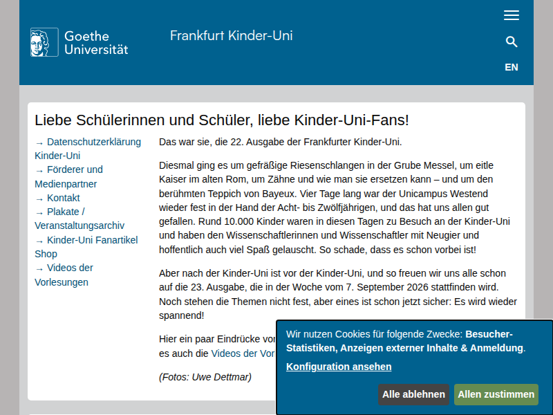 Goethe-Universität — Frankfurt Kinder-Uni