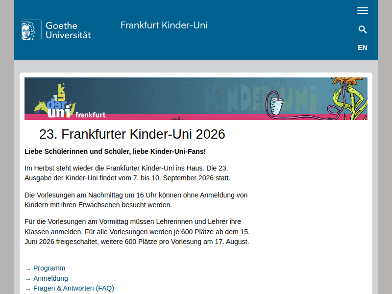 Goethe-Universität — Frankfurt Kinder-Uni