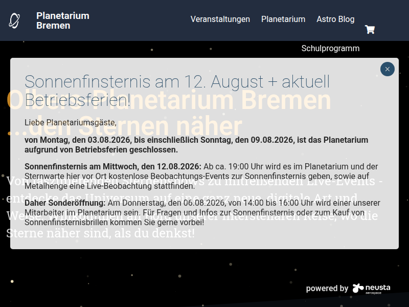 Planeten – Expedition ins Sonnensystem – Planetarium Bremen