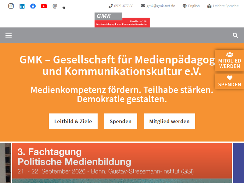 Fachtagung „Politische Medienbildung? Perspektiven für politische Bildung und Medienpädagogik“ – GMK